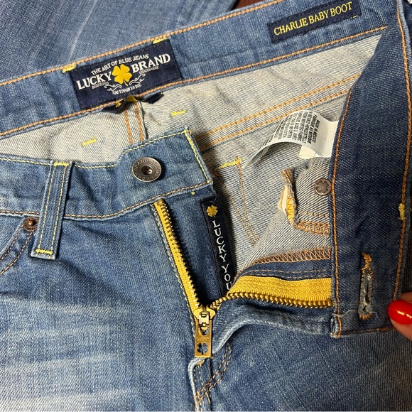LUCKY BRAND Denim Charlie Baby Boot Patterson Wash Bootcut Jeans Size 4 / 27 - Picture 6 of 12
